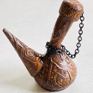 Vintage Tooled Leather Wrapped Spanish Wine Decanter